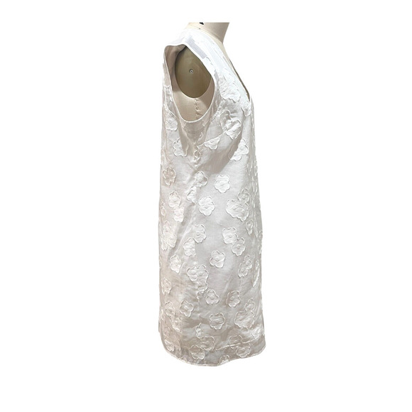 SONIA Rykiel Sheath White Dress US8 FR40 White 3-D Floral Applique Sleeveless - Picture 2 of 9